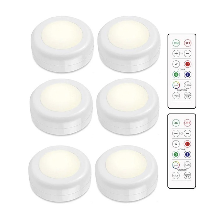 LED-spotlights 6-pack med 2 fjärrkontroller